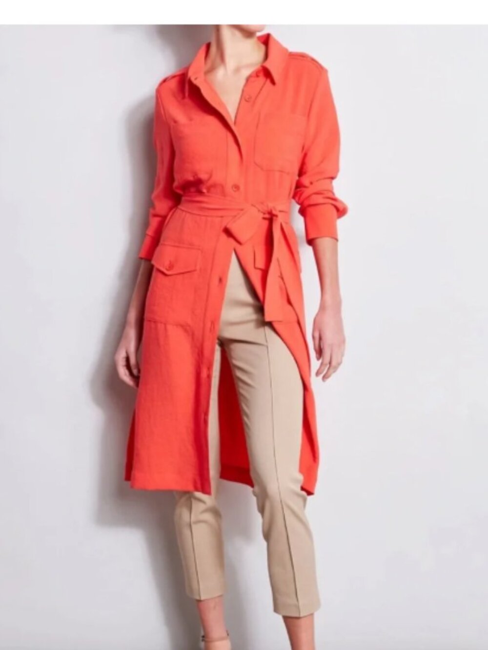 Elie Tahari Coral Red Shirt Dress or Coverup S